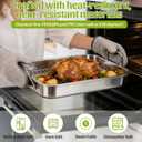 2 Pcs 14.17"15.35" Stainless Steel Roasting Pans with Handles, Baking Pan for Oven with 2 Pcs Flat Racks, Heavy Duty, Dishwasher Safe Rectangular Lasagna Pan with Handles for Turkey Chicken, Silver