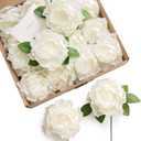 Ling's moment Flowers 16pcs Ivory Blooming Peonies Artificial Flowers with Stem, Artificial Peony Flowers for DIY Wedding Decorations Centerpieces Bouquets Boutonnieres