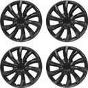 Hubcap Wheel Cover Replacement R16 Hub Caps Universal-Fit Steel Wheel Rim Cover ABS Material Exterior Accessories for Car Truck SUV Set of 4, 16 inch Black