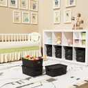 ORGIDOL Plastic Storage Basket with Lids 10 Pack Stackable Black Storage Bins Containers with Lid, Decorative Storage Boxes for Organizing Shelves, Drawers, Playroom, Classroom, Office, Closet