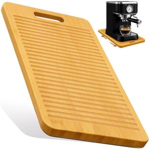 Sliding Tray for Coffee Maker, Appliance Slider Bamboo with Rubber Wheels for Heavy Kitchen Appliances, Coffee Pot Slider Tray for Countertop(14"D x 9.5"W)