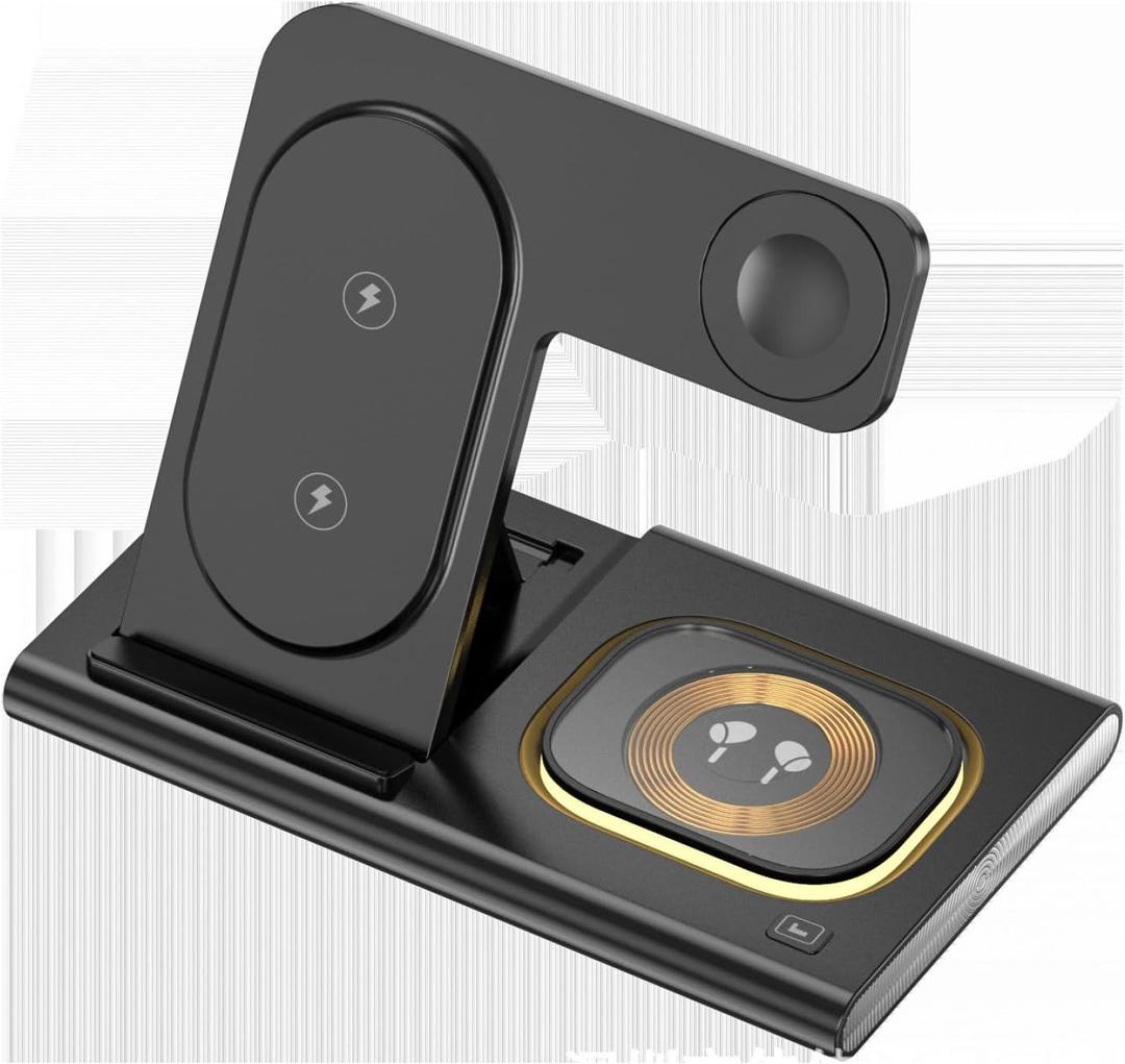 3 in-1 Wireless Charger,Support Fast Charging and Multi-Function Wireless Charging (Black (Suitable for iPhone,AirPods,Iwatch)))