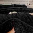 chovy Faux Fur Plush Black Comforter Sets Full/Queen - Ultra Soft Shaggy Flannel Velvet Fluffy Fuzzy 3PC Bedding Set Comforter x 1 Pillowcases x 2 1