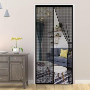 Magnetic Screen Door - Self Sealing Magnets, Reinforced Fiberglass Heavy Duty Mesh Net Closure for Sliding Door, Patio, Bedroom-Hands Free, Pets&Kids Friendly, Fit Doors Size Up to 32 x 80 Inch, Black