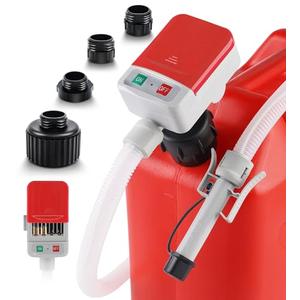 SKYJDM Fuel Transfer Pump with Auto-stop Sensor and 4 Tank Adapter, 3.2GPM 51" Hose Battery-Powered Portable Gas Can Pump for Gasoline & Diesel Oil (Red)