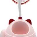 6 x Cute Pink Cat Desk Fan with Pen Holder Cat Fan for Women, Animal Fan, Funny Office Accessories, Cat Lover Gift, Small USB Fan, Aesthetic Decor