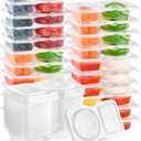 20 Pack 4.5 oz Snack Pack Containers with Lids, 2 Compartment Snack Boxes Small Plastic Portion Control Condiment Container for Dipping Sauce, Travel Snacks, Lunch