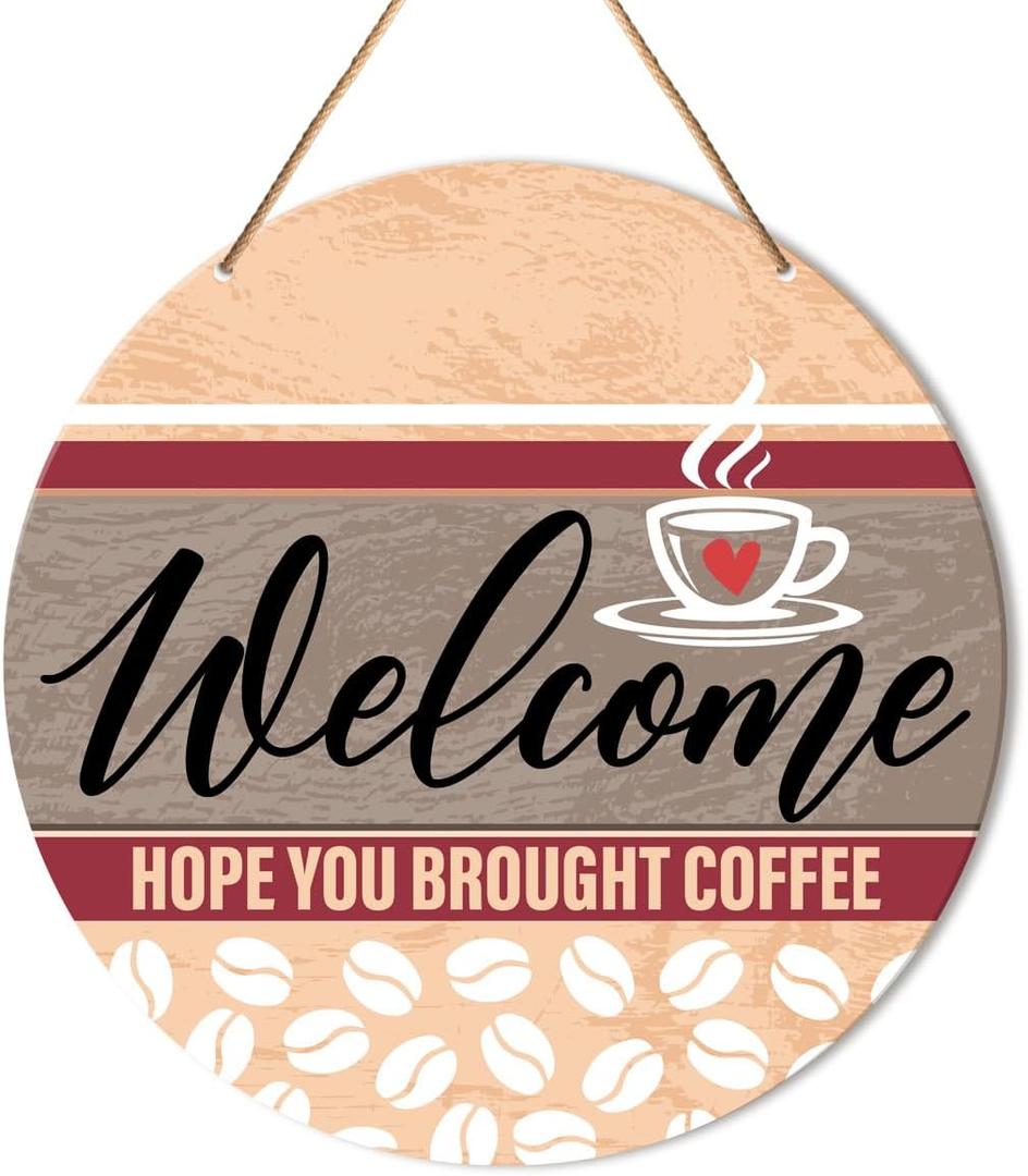 Welcome Sign Front Door Decor, Welcome Round Hanging Sign Decor Rustic Decorations Dragonfly Wall Wood Sign for Door, Porch, Home, Housewarming Gift for New House Friend Family 12 Inches,24nv02waA512