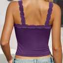 Avidlove Women's Lace Tank Top Deep Plunge V Neck Sexy Tops Going Out Crop Shirt Summer Cami (Purple, Large)
