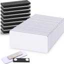 Chinco 30 Packs Blank Name Tags Magnetic Name Tag with Magnetic Backing Locker White Round Corners, 1.5 x 3 Inches Badges for Nurse Personalized Jacket Shirts Office School(Black)