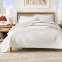 Great Bay Home Twin/Twin XL Quilt Set - 2-Piece Solid, Channel-Stitched Bedding Set - Soft, Lightweight, All-Season Bedspread (White) (09 - Basketweave White)