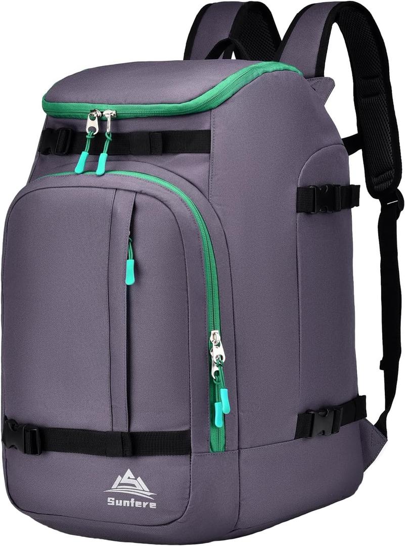 Ski Boot Bag Black Cooler Backpack 50L Waterproof Snowboard Travel Luggage Snow Bags for Youth Men Ski Helmet Goggles Gloves Skiing Gear Accessories (Light Purple Blue)