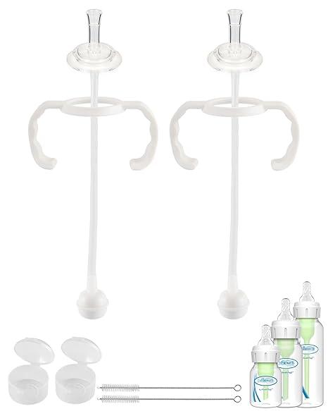 Straw Cup Conversion Kit for Dr Browns Narrow and Narrow Glass Baby Bottles,Weighted Straw Replacement Kit with Soft Straw Top and Handle, 6m+, Pack of 3