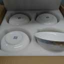 FHGNYSM High Bone China Dinnerware Set, 12-Piece Artistic Blue Plates and Bowls, Lightweight & Chip Resistant Ceramic Service for 4, Dishwasher Safe Elegant Kitchen Dining
