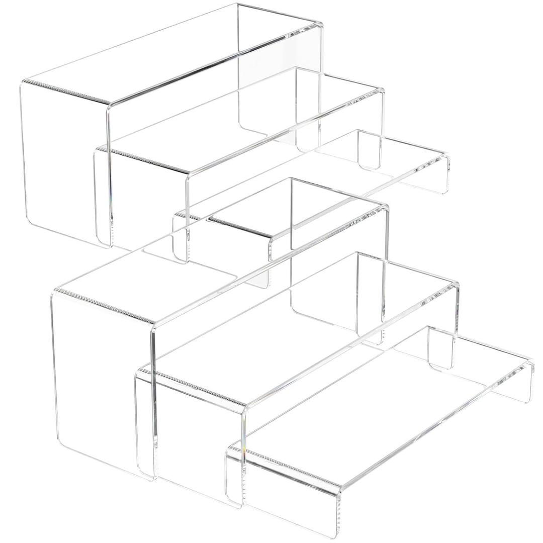 NIUBEE Acrylic Display Riser, 6 Pcs 9" Large Acrylic Risers, 2 Set Clear Rectangular Stands for Candy Dessert Cupcakes, Collectibles Display Stands Shelf for Display for Funko POP Figures
