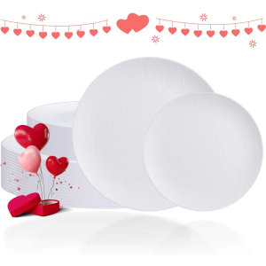 WONDERFUL 32pcs White Plastic Plates Reusable Unbreakable Dinnerware Set Dishes Set Dishwasher Safe Outdoor Plates Includes:16 Dinner 10" and 16 Dessert Plate 7.3" Ideal for Wedding/Party