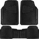 CAR PASS Rubber Car Mats, Waterproof Car Floor Mats All Weather,Car Mat Full Set 3 Piece, Automotive Floor Mat Trim to Fit for Cars Sedans SUVs Trucks, Anti-Slip Easy Clean, All Black