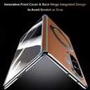 [One-Piece 3-in-1 Case for Samsung Galaxy Z Fold 7: Compatible with MagSafe, Built-in Hinge & Screen Protector, 360 Magnetic Ring Stand, Full-Body Protection Genuine Leather Cover, Brown