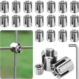 20PCS Cross Cable Clamps, T316 Stainless Steel Cross Clamps for 1/8" Wire Rope or Rod Fittings, No Drilling Required Clips for Wire Trellis Kits, Espalier Cable Trellis System (Heavy Duty)