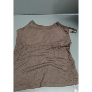 Womne Ribbed Tank Top with Sewn in Built in Bra Cup Sleevless Form Fitting Push Up Padded Bra Cami Shirt Basic Knit Tee Small