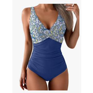Eomenie Women's One Piece Swimsuits Tummy Control Ruched Push Up Bathing Suit Tie Back Slimming Swimwear, Size:Medium