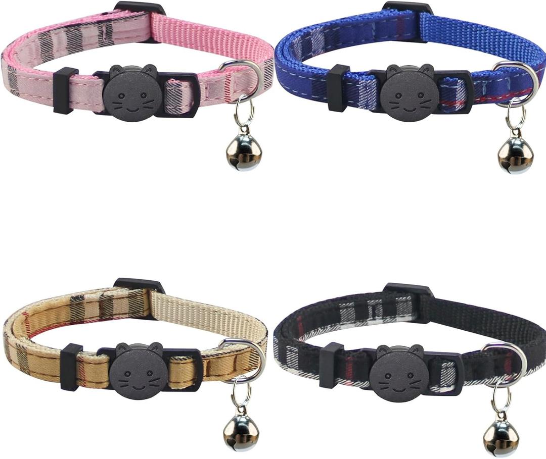 Yizepet Cat Collars with Bells, Breakaway Kitten Collar, Cute Kitty Collar, Pet Supplies Accessories (Girid)