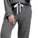 Women's Pajama Sets Long Sleeve Button Down Soft Knit Sleepwear Pjs 2 Piece Lounge Set (Large, Lake Dark Grey)