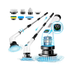 Electric Spin Scrubber for Cleaning - Bathroom Floor Shower Scrubber with Long Handle Cordless Handheld Power Spin Brush, IPX7 7in1 400RPM LED-Screen Fast Charging