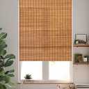 36''W X 72''H Cordless Bamboo Roman Shades for Interior Windows, Roll Up Bamboo Blinds with Valance, Light Filtering, Easy to Install, Brown