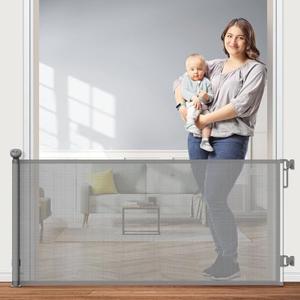 Retractable Baby Gates, 71" Wide Dog Gate, Mesh Pet Gate for Stairs, Door, Corridors, Bedrooms and Various Other Scenarios for Indoor or Outdoor