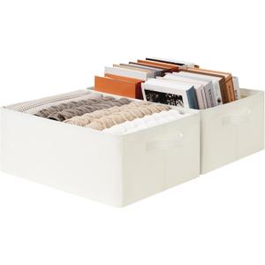 GRANNY SAYS Storage Baskets with Metal Frame, Closet Shelf Organizer and Storage Bins, Closet Storage Baskets, Decorative Clothes Storage Bins for Organizing Shelves, Beige, 2-Pack