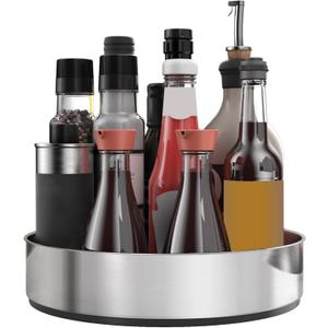 VAEHOLD Lazy Susan Turntable Spice Rack Organizer for Kitchen Cabinet, Storage Tray for Fruit, Snacks, Salad - Organizer for Cupboard, Pantry, Bathroom, Table, Cosmetic (Silver, 7 1/2)