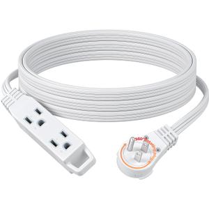 DEWENWILS 15FT Flat Plug Extension Cord, 3 Prong Ultra Thin Power Strip, 360° Rotating Plug, 13A/125V/1625W, 16 Awg Grounded Flat Power Cable for Indoor Narrow Space, SPT-3, ETL Listed, White