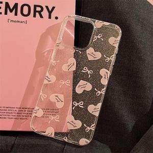 ZTOFERA Designed for iPhone 14 Pro Max 6.7 inch Case,Cute Plating Edge Love Hearts Pattern with Camera Lens Protection Phone Cover for Girls Women,Pink