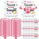 Tondiamo 24 Set Valentine's Day Teacher Gift Bulk Best Teacher Bracelets Funny Polymer Clay Beaded Bracelets with Cute Cards How Sweet It Is to Be Taught by You Appreciation Party Favors