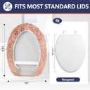 Microfiber Elongated Toilet Seat Cover 19.5"x 15" Machine Washable Solid Toilet Lid Cover Adjustable Rubber Backing Fits Only 18-19.5" L x 14-16" W Elongated Toilet Seat