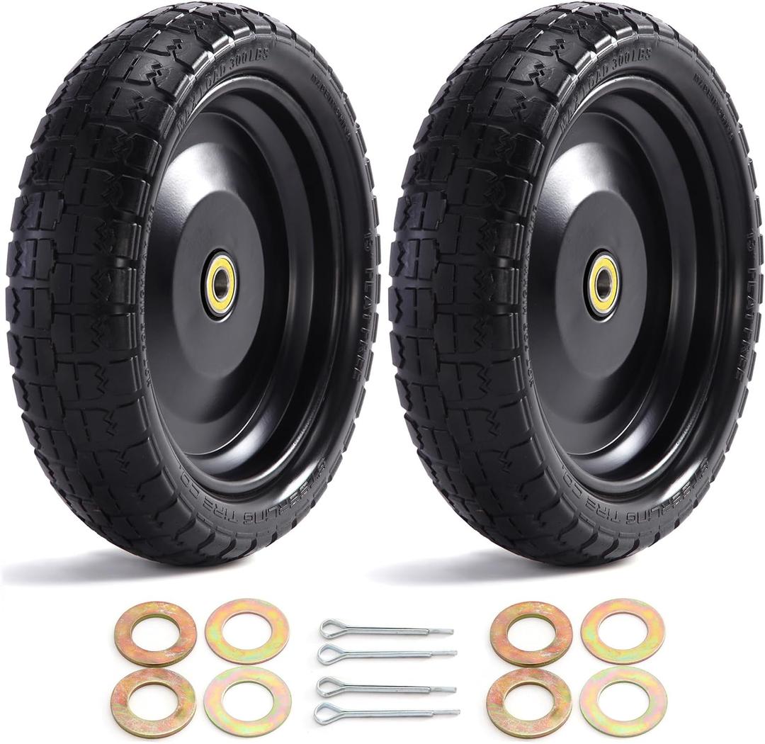 Flat Free Wheelbarrow Tires for Gorilla Carts - Compatible with Lawn & Garden Carts, Hand Trucks, Generators & More by Steerling Tire Co. (10")