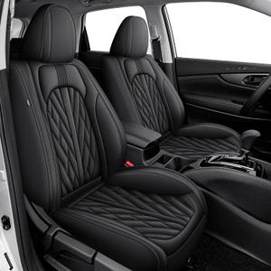 TTX LIGHTING for Nissan Rogue 2014-2020 Seat Covers Custom Fit, Breathable Leather Protector Anti-Slip Fast Install Airbag Compatible 5 Seats (Black)