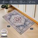 PURRUGS Vintage Farmhouse Boho Throw Rug 2x3 ft, Non-Slip Machine Washable Rug, Accent Oriental Area Rug for Entryway, Kitchen, Bedroom, Living Room and Dining Room, Coral Red/Marine Blue