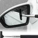 Tesnaao 6 PC Car Rearview Mirror Wiper, 8.66"-38.58" Telescopic Stainless Steel Frosted Handle Layered Rubber Brush Head Car Window Glass Defogger Wiper, Portable Cleaning Accessories (Black)