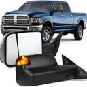 OCPTY Power Heated Tow Mirrors Fit For 2011-2016 For Ram 1500 2500 3500 Driver &Passenger Side Towing Mirrors With Turn Signal Puddle Light Black