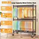 Himimi Double Rods Clothes Rack Heavy Duty,Adjustable Metal Garment Rack with Wheels,Portable Clothing Rack for Hanging Clothes, Closet Rack for Bedroom Laundry Room, 45" W20.5" D80.5" H, Black