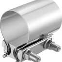 EVIL ENERGY 2.25 Inch Exhaust Clamp, 2 1/4" Butt Joint Band Clamp Sleeve Coupler Stainless Steel for Pipes, Mufflers, Catalytic Converters 2Pcs