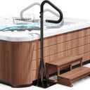 55''-62'' Hot Tub Handrail Side Safety Rail 360 Swivel Spa Grab Bar, Heavy-Duty Powder-Coated Steel Assist Handle with Anti-Slip Foam Grip, Fits Most Hot Tubs, Swim Spas & Pools, 600LBS Capacity