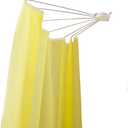 BAOYOUNI Foldable Wall Mounted Shower Curtain Rod Space Saver Stainless Steel Fan-Shaped Bath Curtain Holder Rail 34.65'' (Fan-shaped (34.65''))