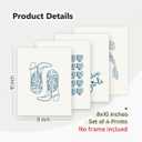 PLKMN Coastal Cowgirl Wall Art Prints Set of 4, Navy Blue Bow Coquette Trendy Preppy Room Decor, 8x10 Unframed