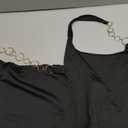 MakeMeChic Women's Two Piece Club Outfit Chain Halter Crop Tops and Bodycon Mini Skirt Set (Large, Black)