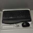 Wireless Keyboard and Mouse Combo, Wave Keys Full-Sized Ergonomic Keyboard with Cushioned Plam Rest, Phone Holder, Comfortable Natural Typing, 2.4G Cordless Set for Computer, Laptop, PC, Mac, Windows (Black)