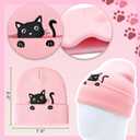 Cat Lover Gifts for Women, Cute Cat Beanie Hat and Funny Socks, Christmas Stocking Stuffers for Mom (Pink)