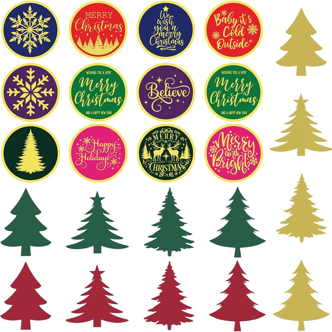 2 x Christmas Stickers for Envelope Seals Cards Making Crafts 2 Inch Round Happy Holiday Christmas Label Card Vinyl Stickers for Mailing Baked Goods Gifts Decorative Bag (tree168)